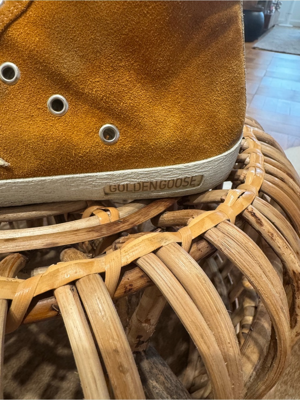 Golden Goose Men's Suede High-Top Sneakers in Mustard Brown - Picture 5 of 12